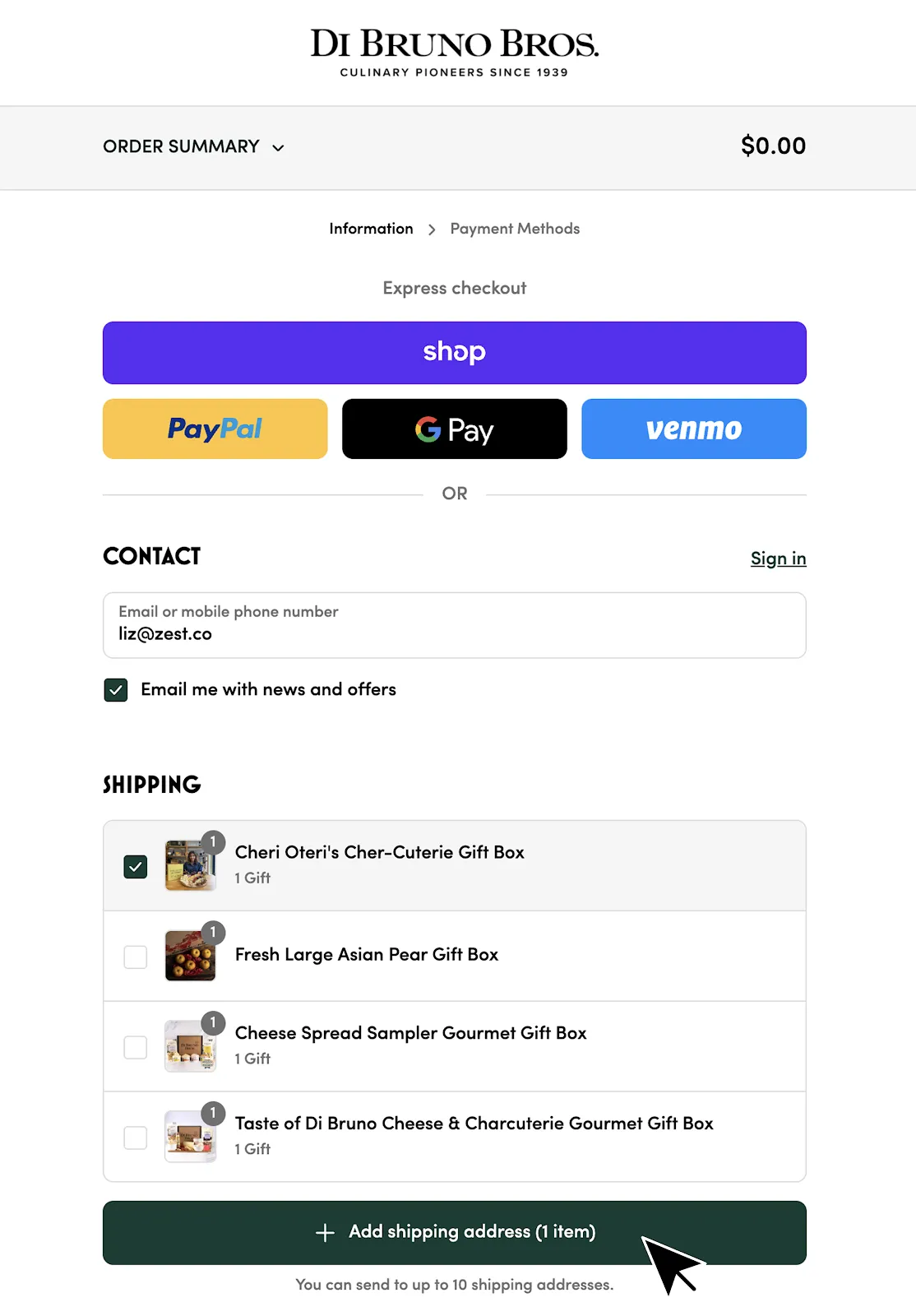 Multi-recipient checkout