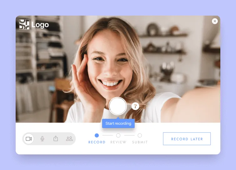 A screenshot of the GiftTagg video recorder popup